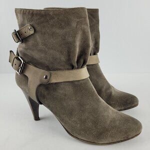 Latitude Femme Gray Taupe Buckle Slouchy Ankle Heeled Boot EU 40/ US 8.5